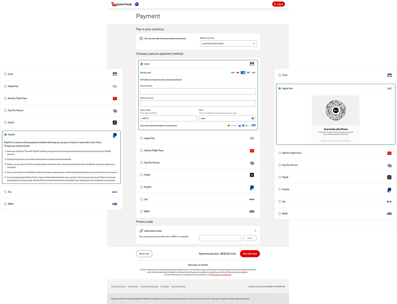 Qantas Payment Widget