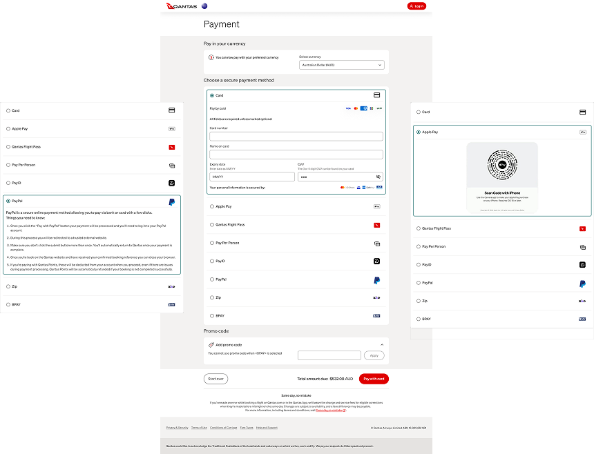 Qantas Payment Widget